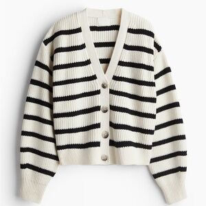 H&M Black & White Striped Cardigan